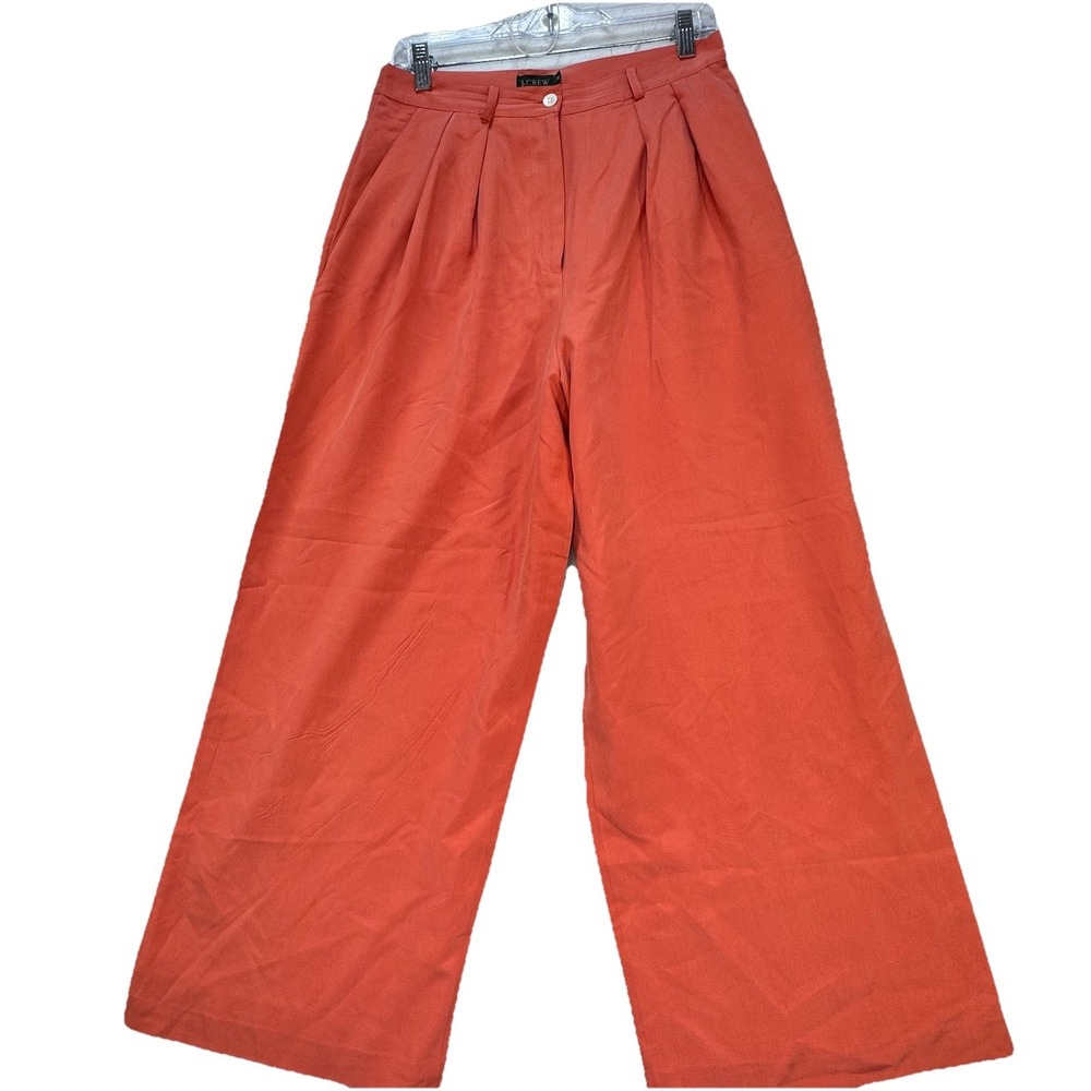 VTG J. Crew 100% Silk Wide Leg Pants Women's Sz. 12 High Rise Ankle Coastal Boho